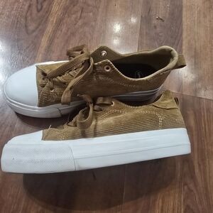 Dr. Scholl's Retro Women's Corduroy Honey Brown Platform Chunky Laced Sneakers